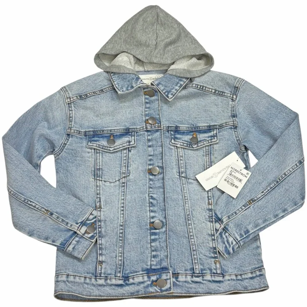 Nordstroms Treasure & Bond Cotton‎ Hooded River Wash  Denim Jacket